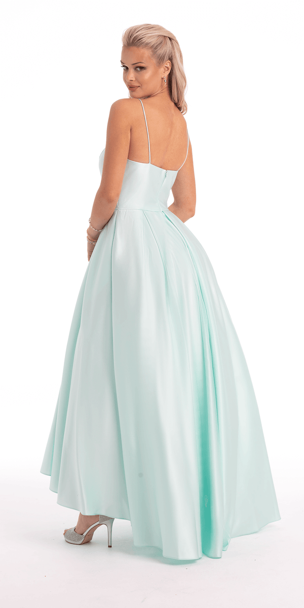 Spaghetti Strap Satin High-Low Ball Gown Image 2