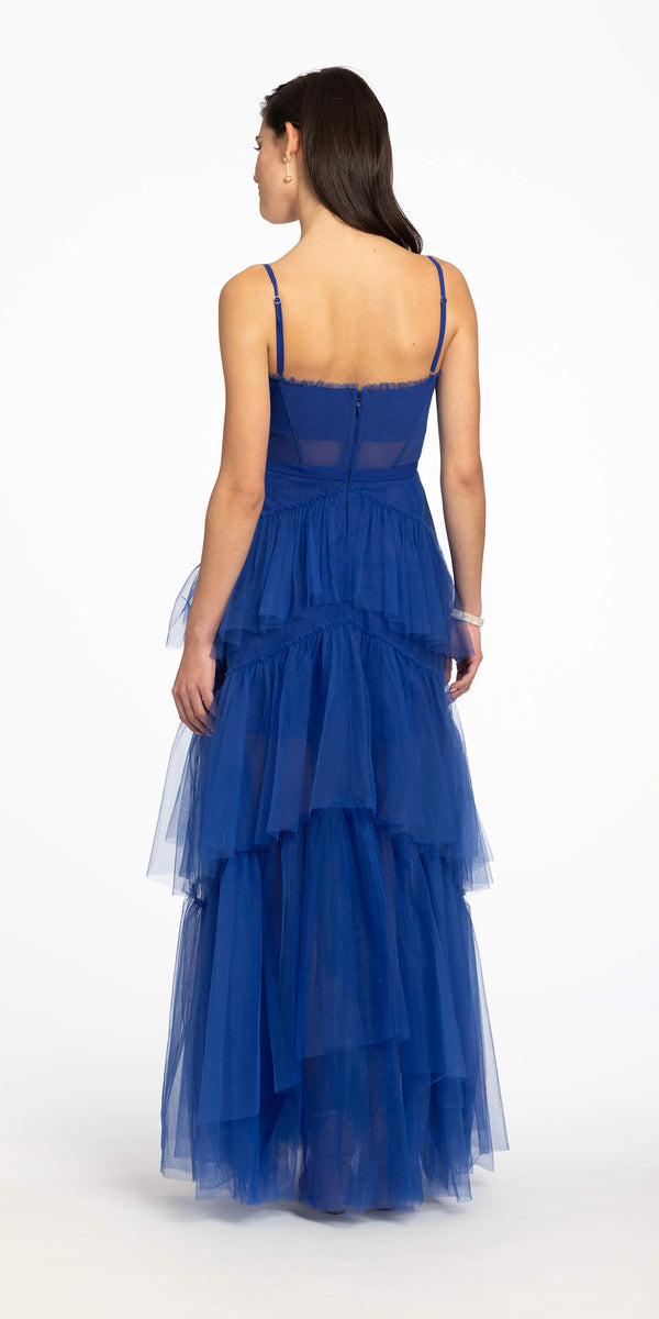 Sheer Mesh Corset Tiered A Line Dress Image 6