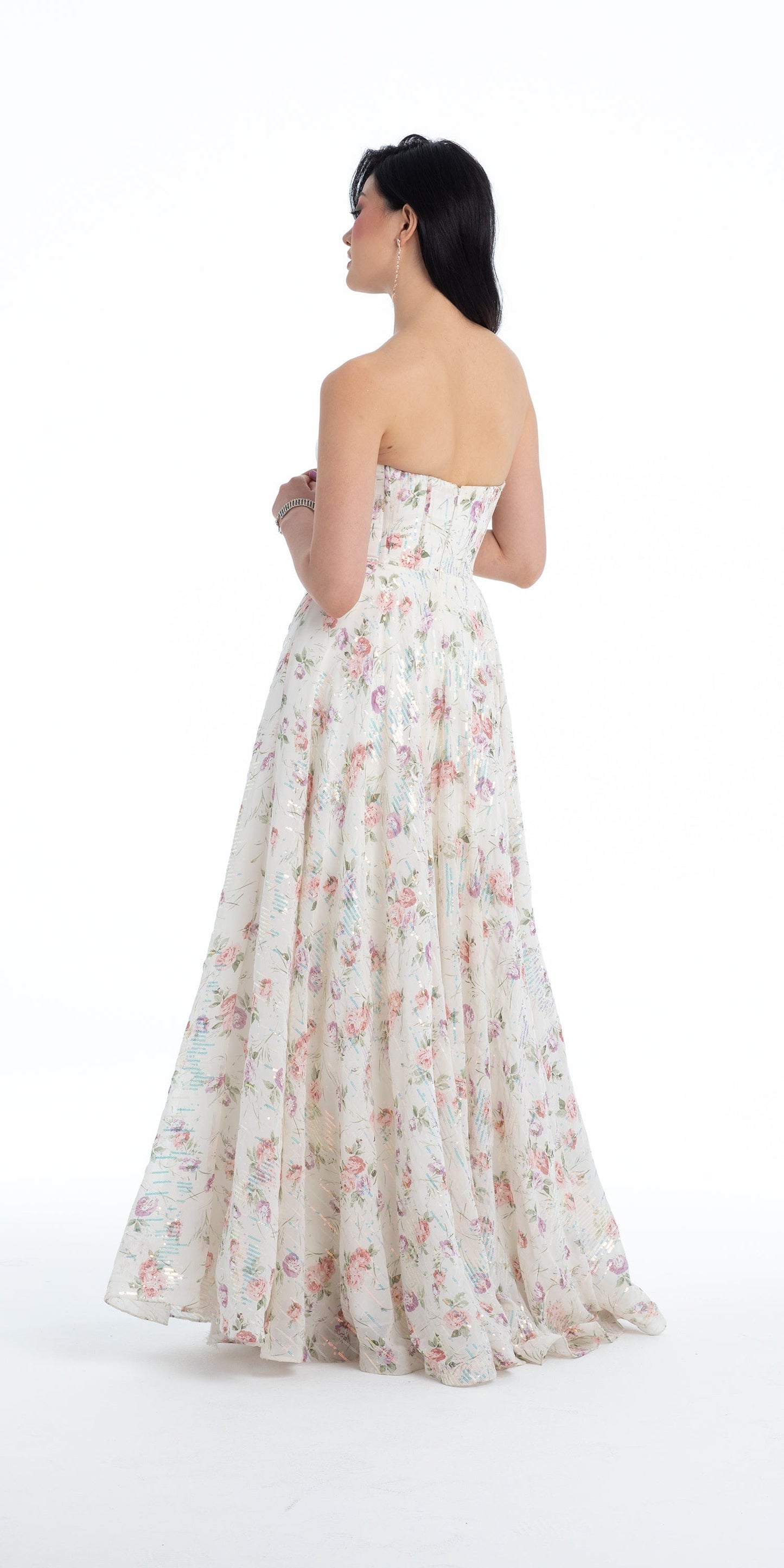 Camille La Vie Sequin Floral Corset A Line Dress