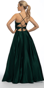 Sweetheart Embroidered Satin Corset Ballgown with Pockets Image 2