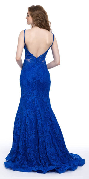 Stretch Lace Illusion Waist Mermaid Dress Image 2