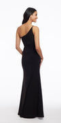 Jersey One Shoulder Dress with Contrast Lining Image 3