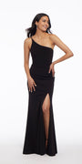 Jersey One Shoulder Dress with Contrast Lining Image 2