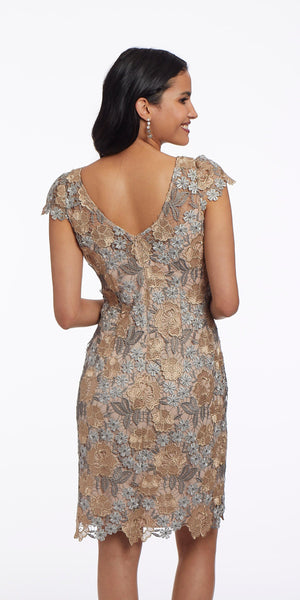 Two Tone Floral Embroidered Short Sleeve Dress Image 2