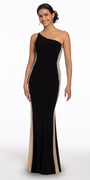 Two Tone One Shoulder Jersey Dress Image 1