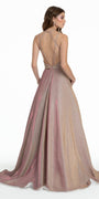 Iridescent Metallic Strappy Back Ball Gown Image 2