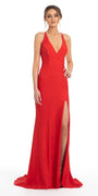 Glitter Halter Trumpet Dress with Sweep Train Image 1
