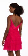 Plunging Pleated Mesh Tiered Dress Image 3