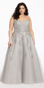 Metallic Lace Applique Sweetheart Tulle Ballgown Image 1