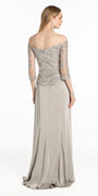 Embroidered Off the Shoulder Crepe Dress With Side Drape Image 2