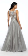 Plunging Beaded Embroidered Glitter Mesh Ballgown Image 2