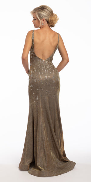 Shimmer Plunging Mermaid Dress Image 2