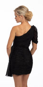 Shimmer One Shoulder Dress with Side Cascade Image 3