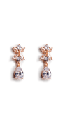 Rhinestone Teardrop Earrings with Leaf Detail Image 1
