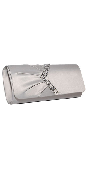 Satin Envelope Handbag with Arrow Rhinestone Detail Image 1