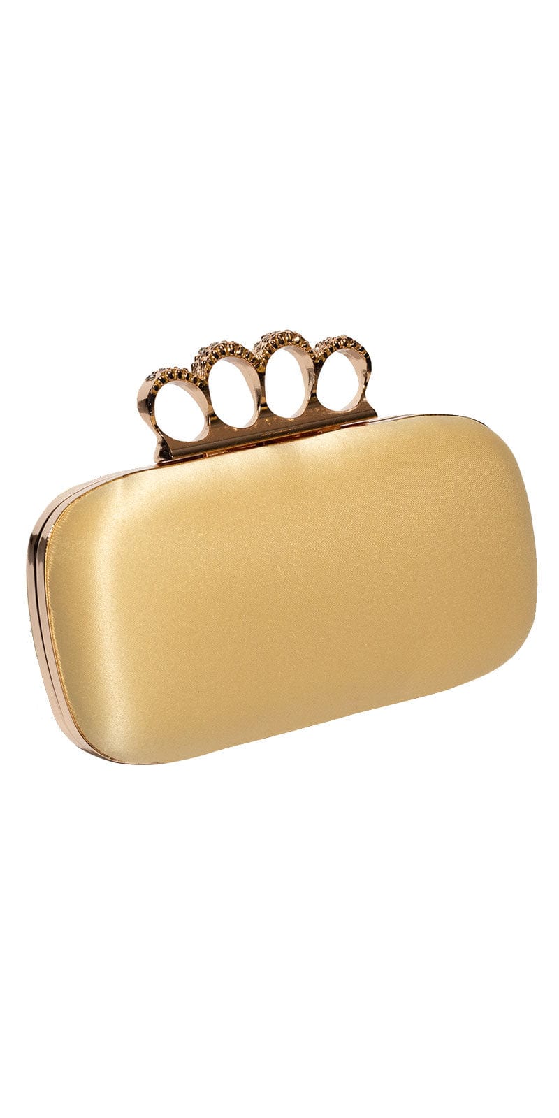 Camille La Vie 4 Ring Rhinestone Satin Handbag OS / gold