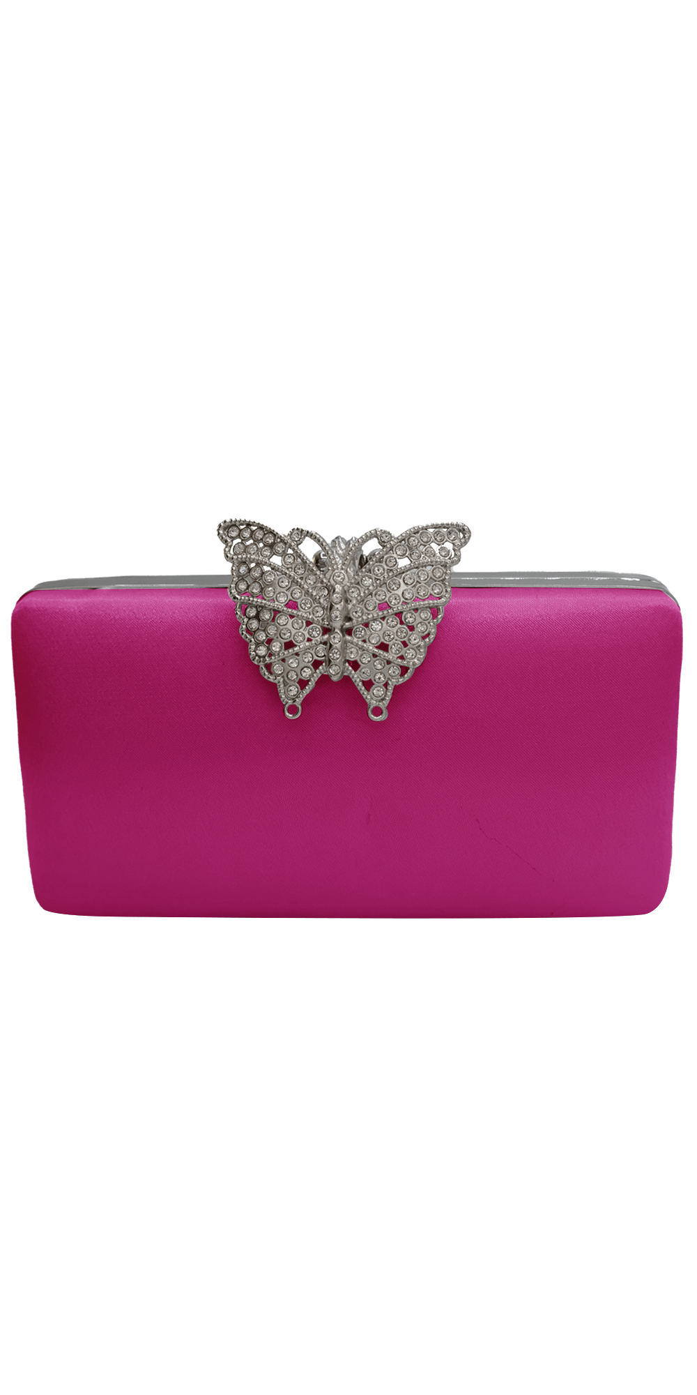 Camille La Vie Satin Handbag with Rhinestone Butterfly Top Clasp