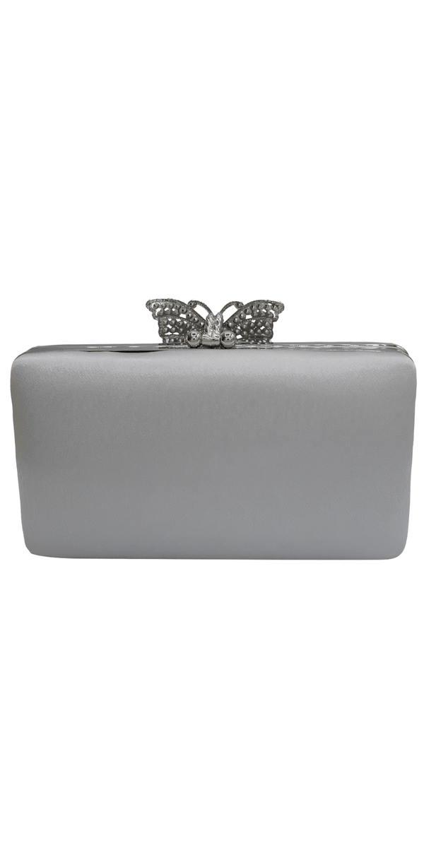 Satin Handbag with Rhinestone Butterfly Top Clasp Image 3