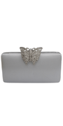 Satin Handbag with Rhinestone Butterfly Top Clasp Image 2