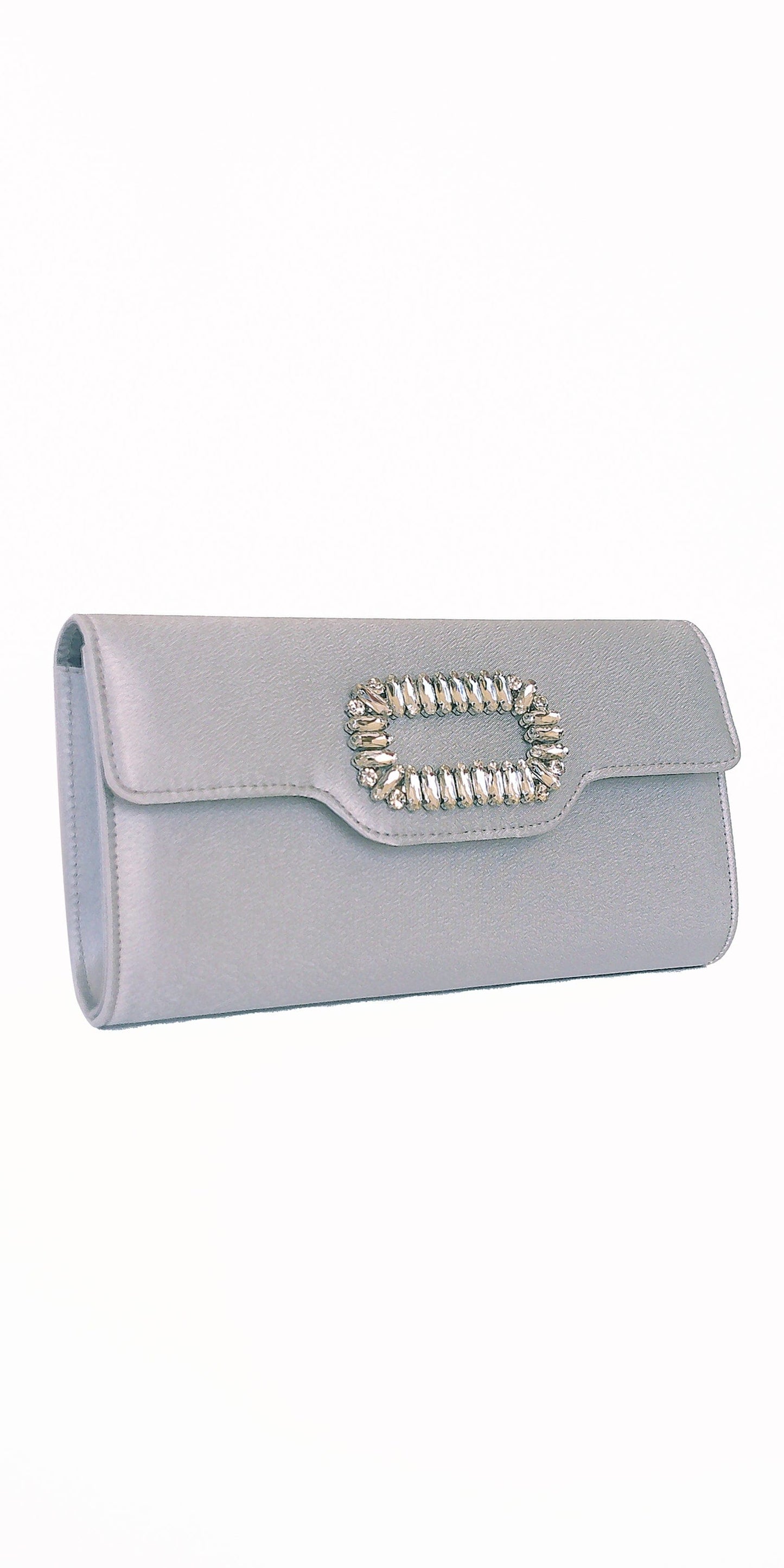 Camille La Vie Flap Satin Handbag with Brooch Detail OS / silver