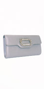 Flap Satin Handbag with Brooch Detail Image 2