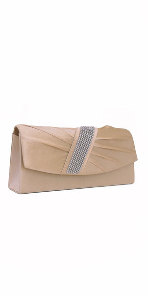 Satin Pleated Asymmetrical Stone Band Handbag Image 2