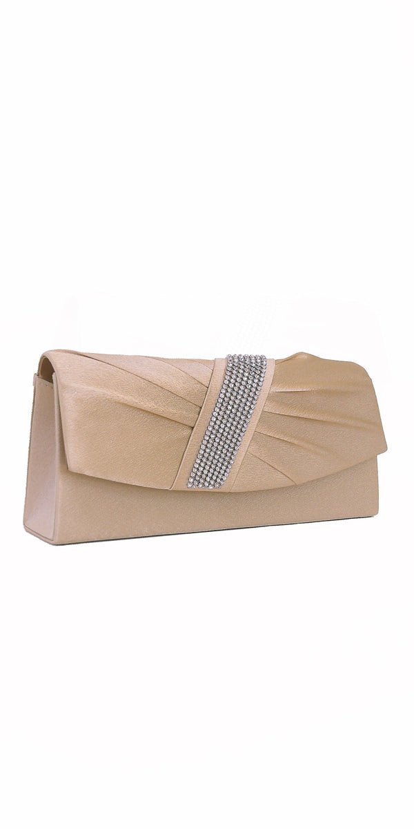 Satin Pleated Asymmetrical Stone Band Handbag Image 1