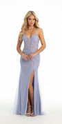 Lace Illusion Corset Dress with 3 D Beaded Applique Image 1