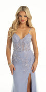 Lace Illusion Corset Dress with 3 D Beaded Applique Image 2