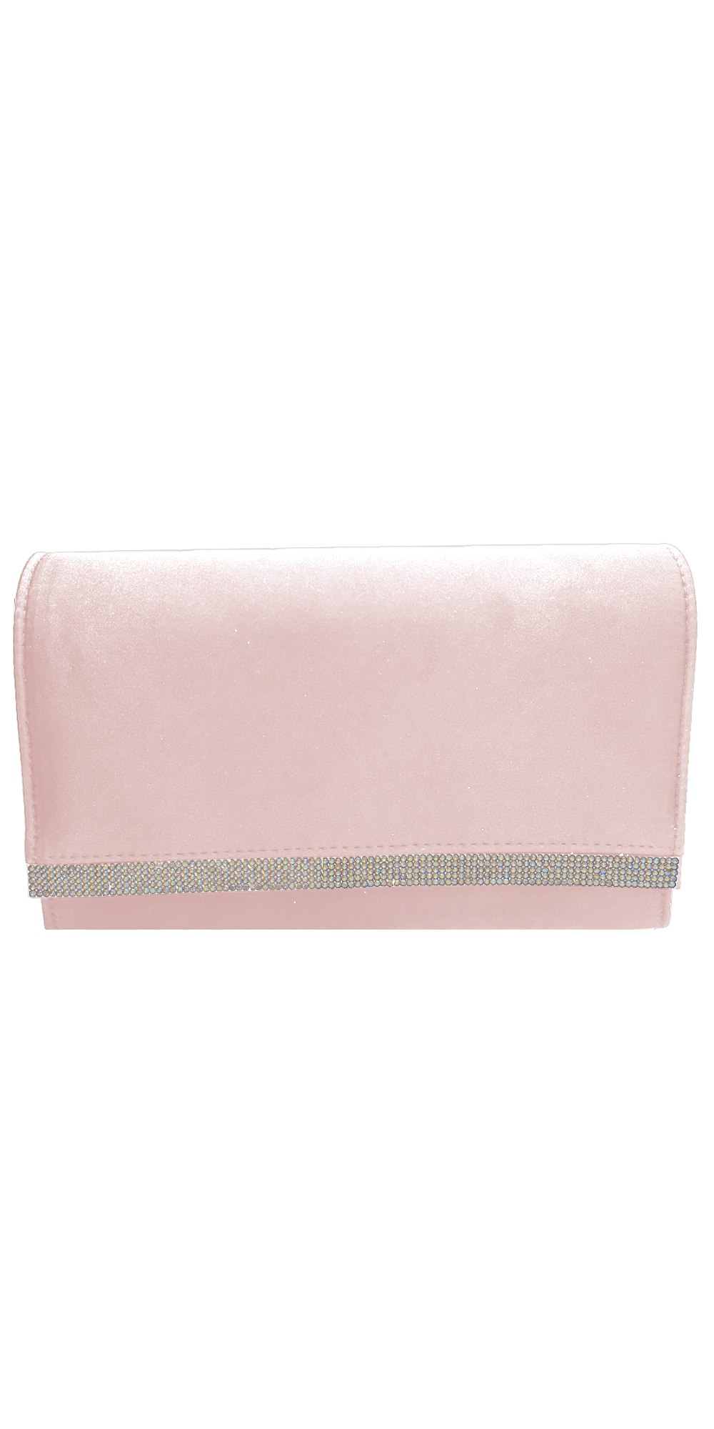 Camille La Vie Satin Full Flap Handbag with Rhinestone Border Detail OS / light-pink