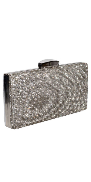 Tonal Rhinestone Metallic Handbag with Top Closure Image 1