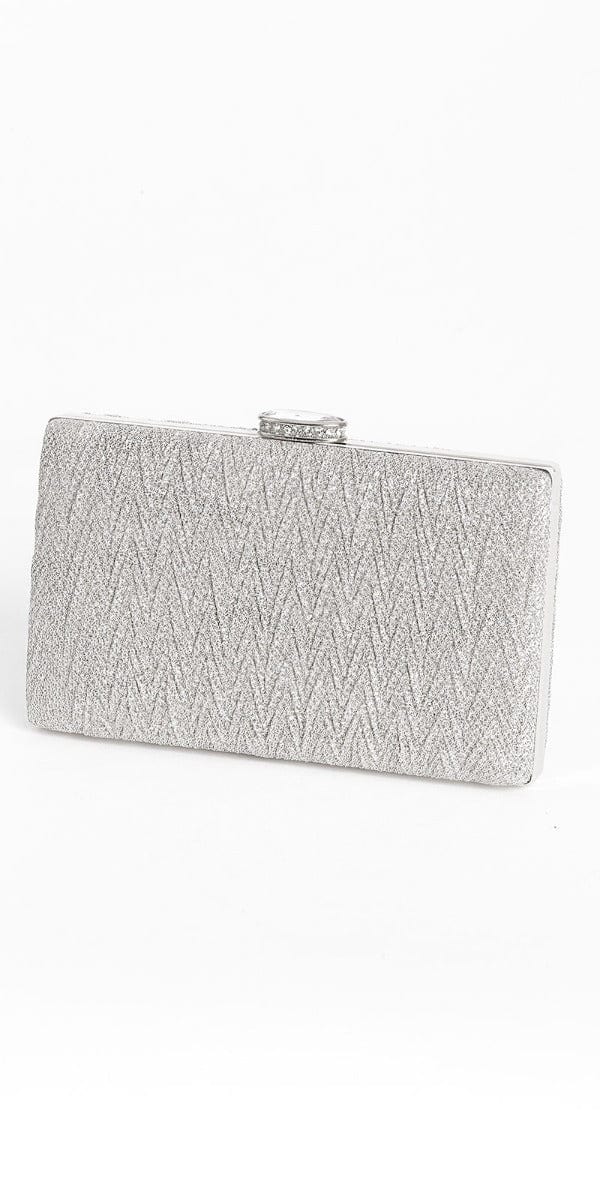 Camille La Vie Glitter Pleated Texture Handbag with Rhinestone Top Closure OS / silver