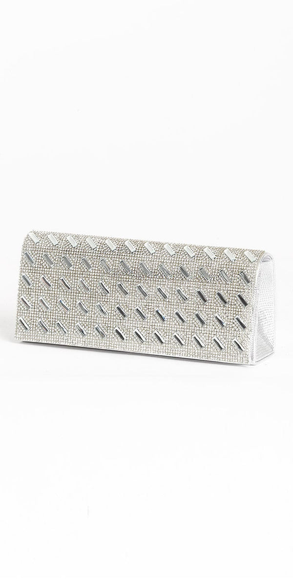 Embossed Baguette Rhinestone Full Flap Handbag Image 1