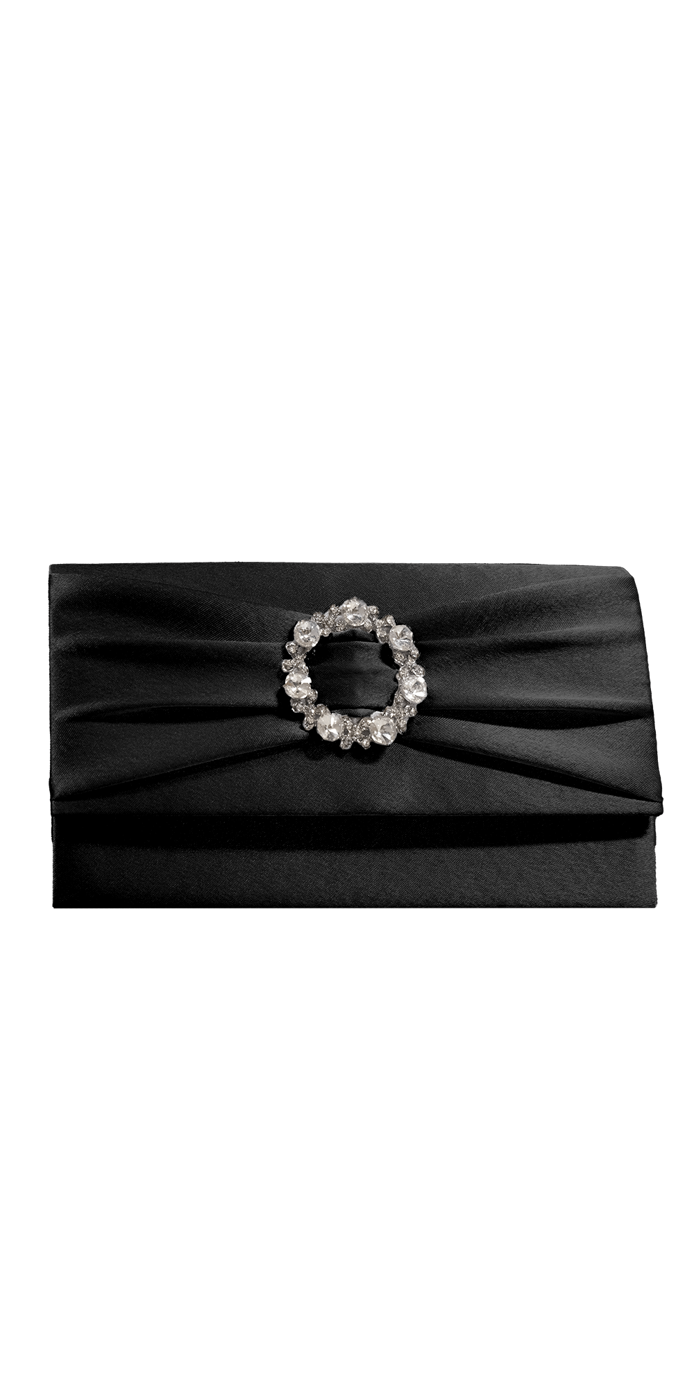 Camille La Vie Satin Pleated Handbag with Rhinestone Brooch OS / black