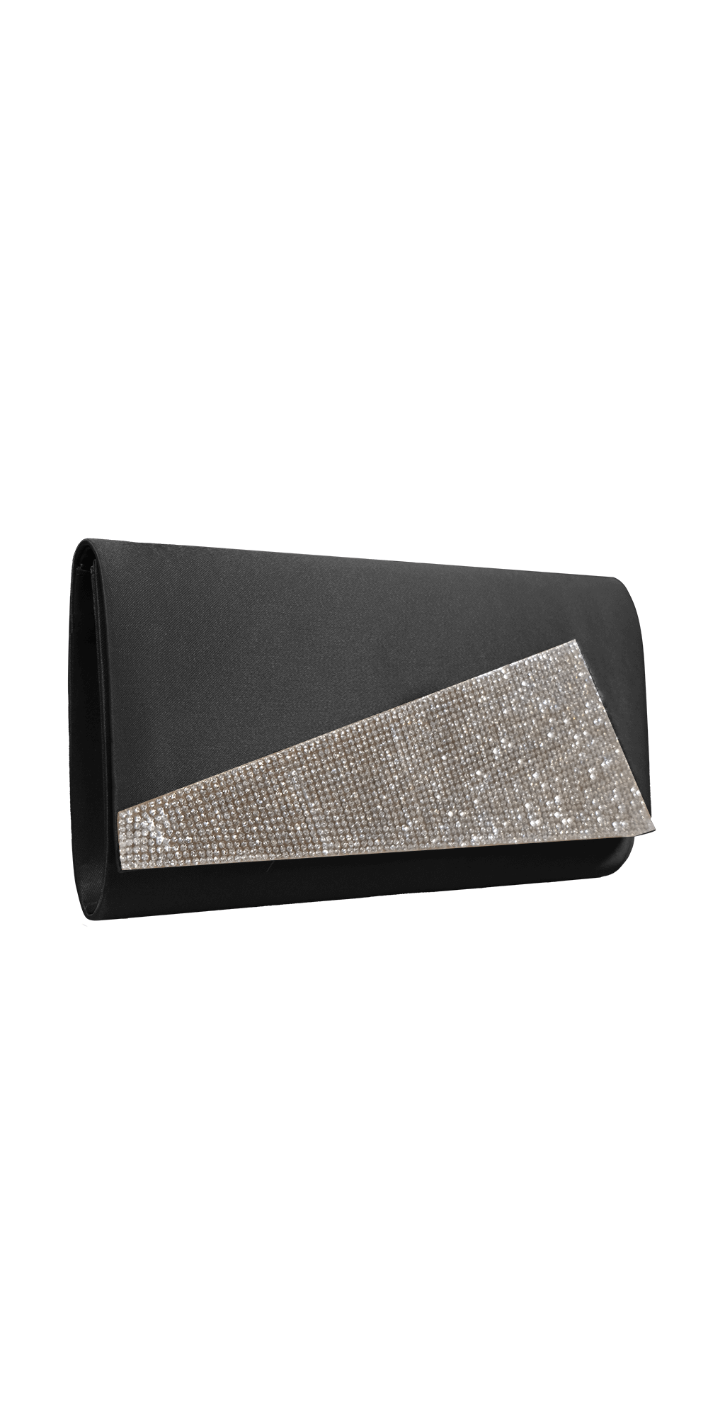 Camille La Vie Satin Full Flap Handbag with Rhinestone Detail OS / black