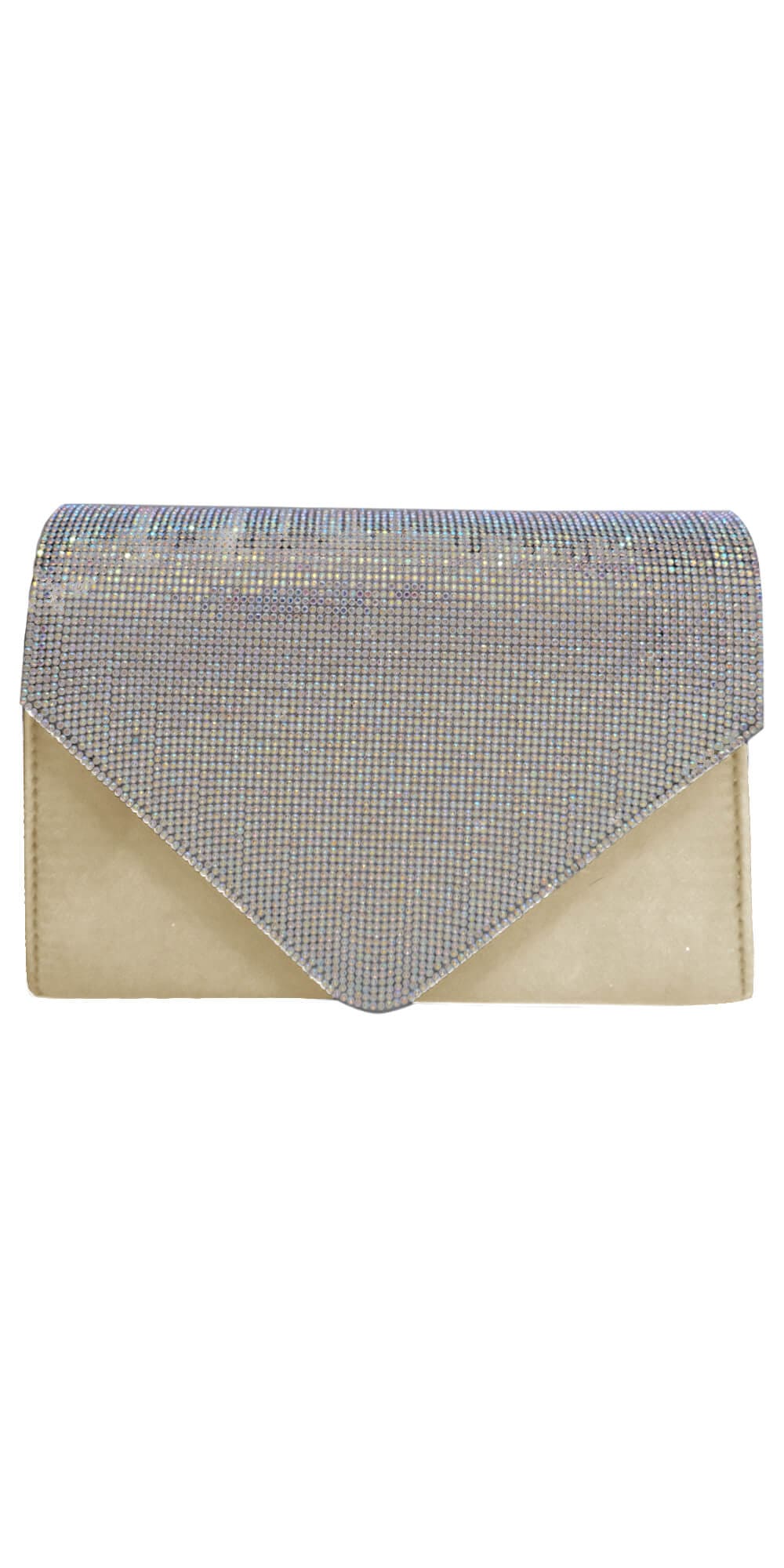 Camille La Vie Satin Rhinestone Envelope Handbag OS / champagne