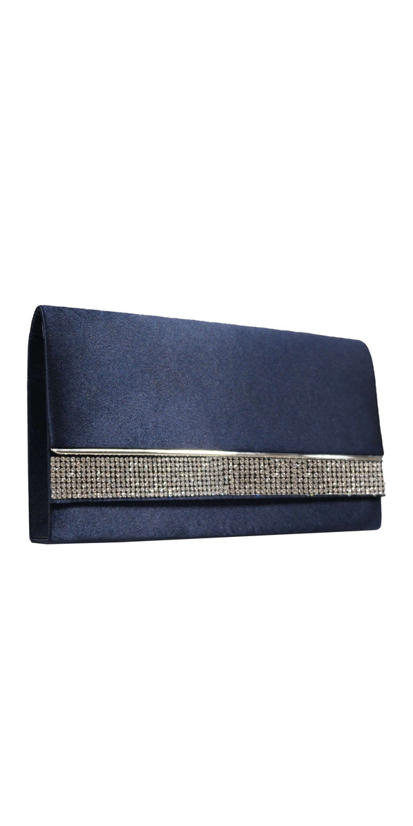 Rhinestone Border Satin Full Flap Handbag Image 1