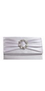 Satin Pleated Handbag with Rhinestone Brooch Image 1