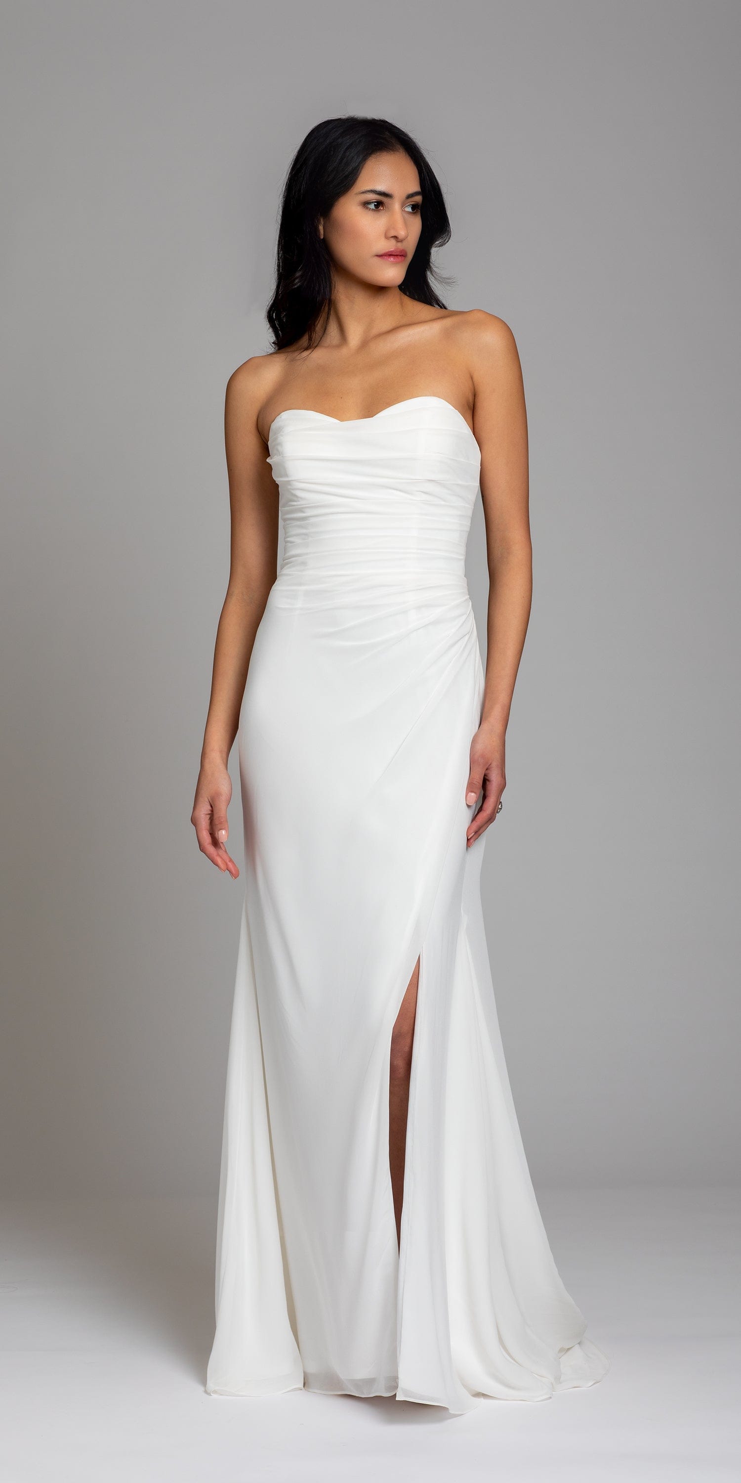 White strapless shop chiffon dress