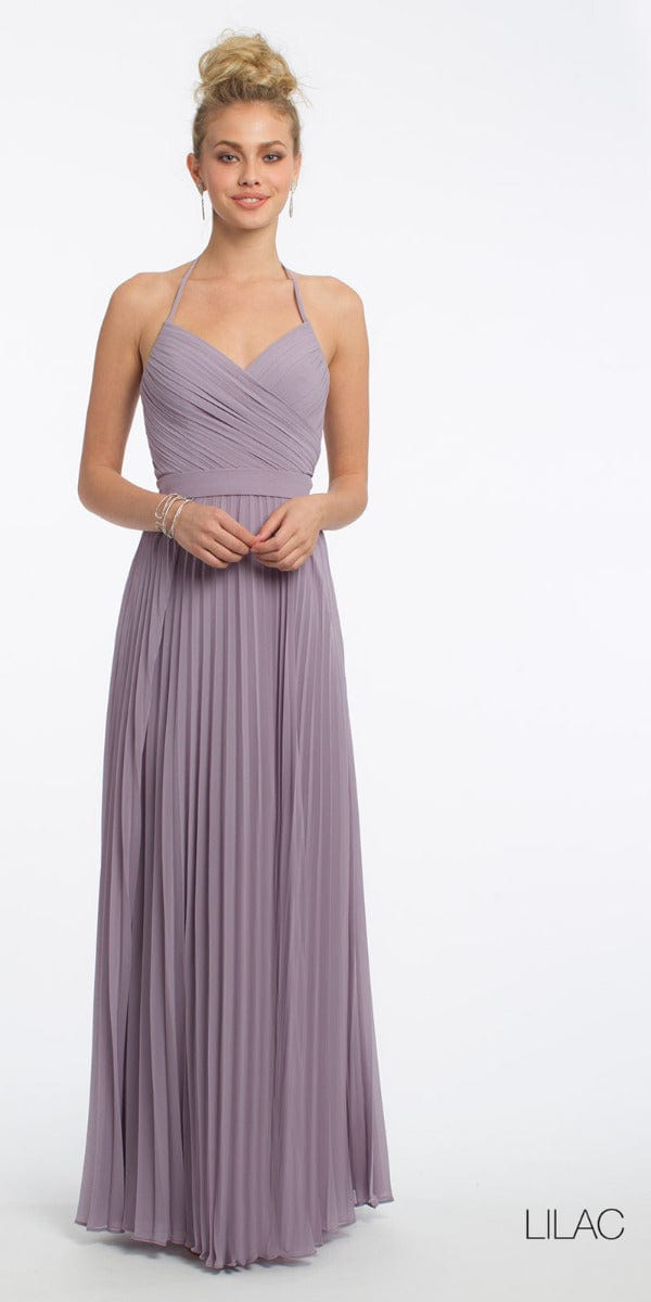 Camille La Vie Chiffon Lace Up Back Pleat Dress - Plus plus / 16 / lilac