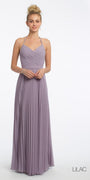 Chiffon Lace Up Back Pleat Dress - Missy Image 4