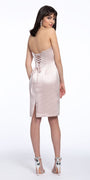Short Satin Sweetheart Corset Back Dress Image 7