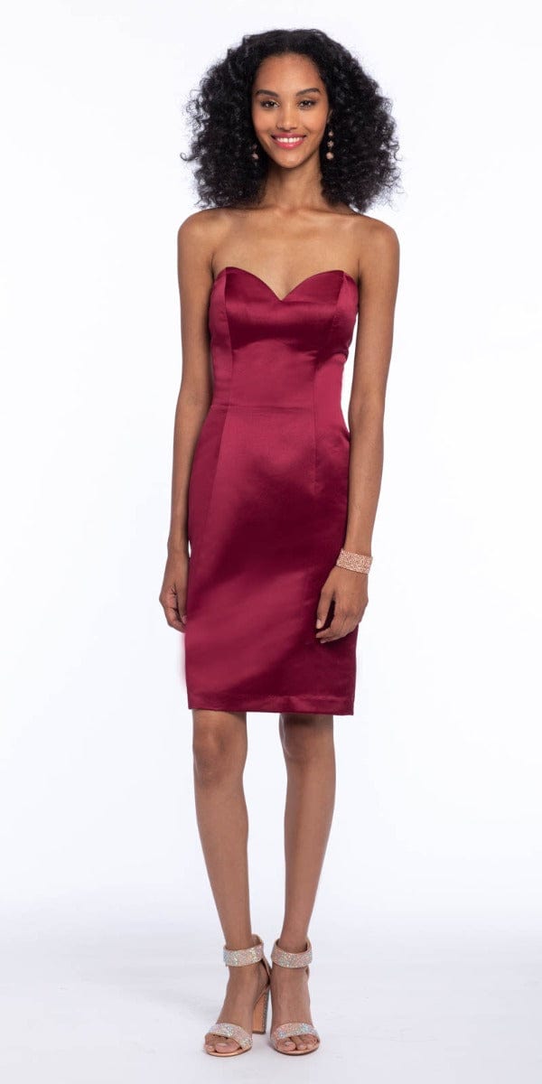 Camille La Vie Short Satin Sweetheart Corset Back Dress