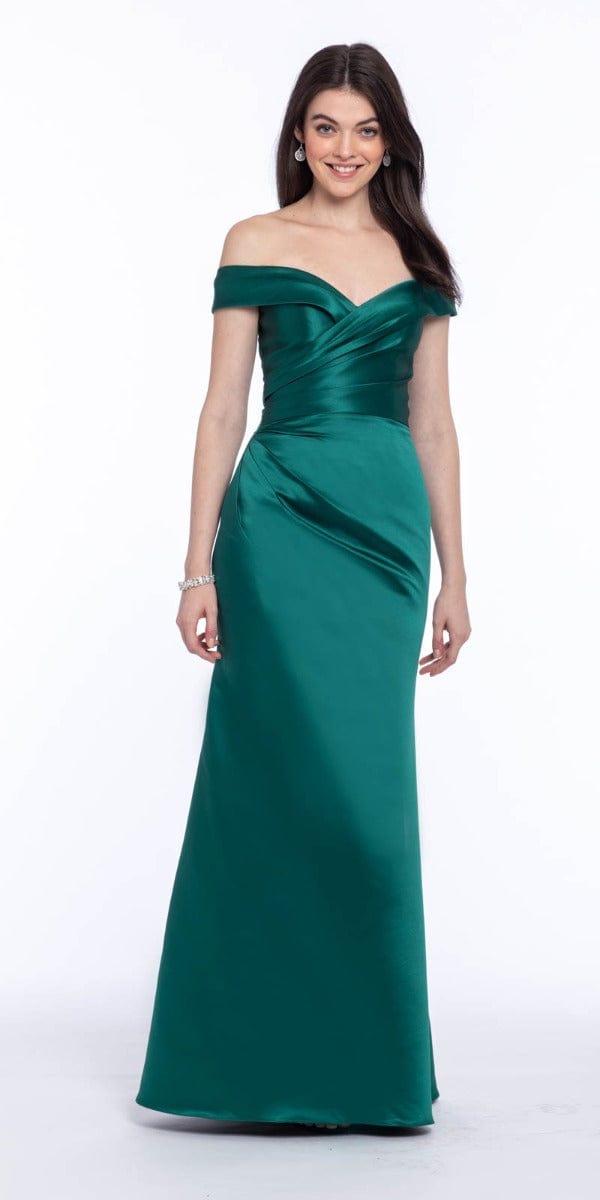 Satin Side Gather Off the Shoulder Dress Image 7