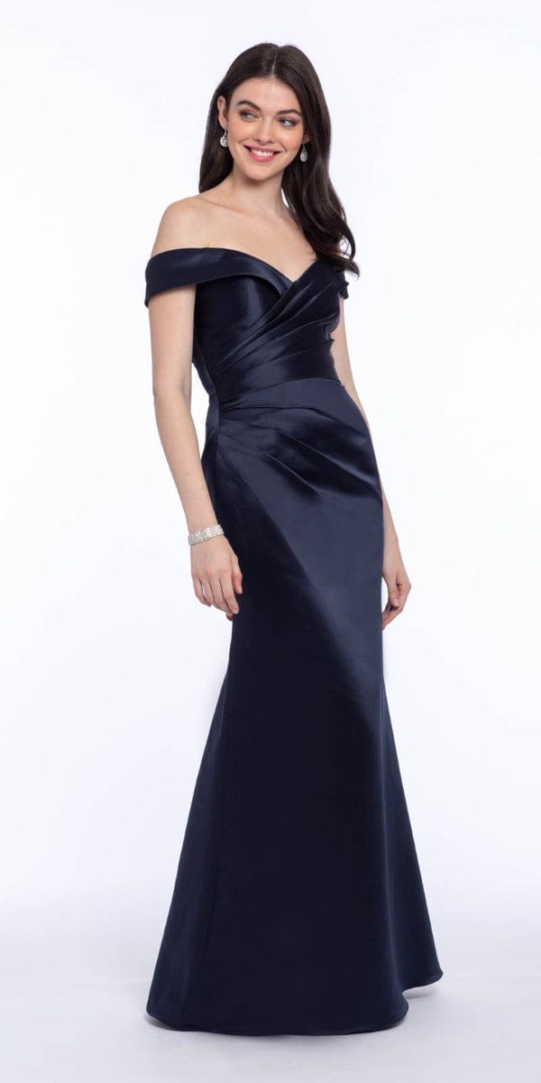 Satin Side Gather Off the Shoulder Dress Image 16