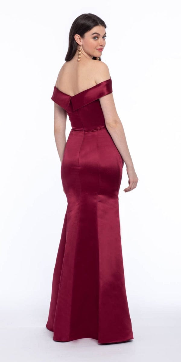 Satin Side Gather Off the Shoulder Dress Image 13