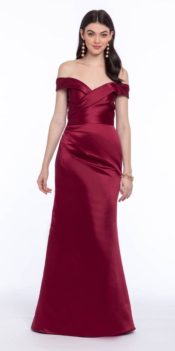 Satin Side Gather Off the Shoulder Dress Image 12