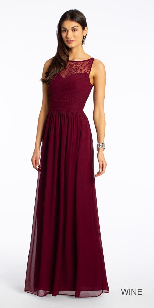 Camille La Vie Lace Illusion Neckline Dress - Missy