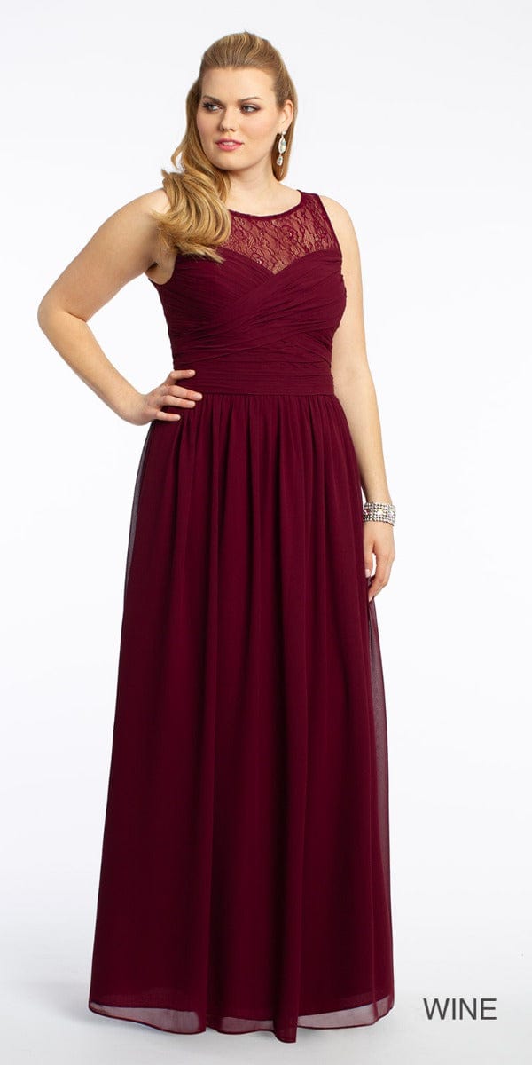 Lace Illusion Neckline Dress - Plus Image 1