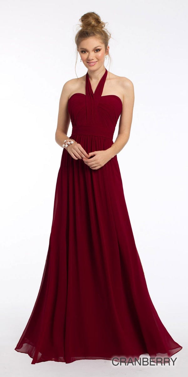 Camille La Vie Tie Neck Halter Dress - Plus plus / 18 / cranberry